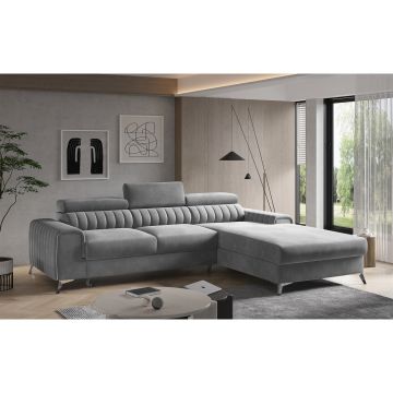 Coltar extensibil dreapta 3 locuri ELTAP, RT-04SO, Grayson, 278x205x92 cm, lemn/poliester, gri