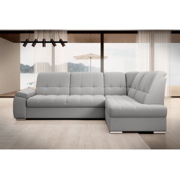 Coltar extensibil dreapta 3 locuri ELTAP, RT-04SO, Sado, 272x192x95 cm, lemn/poliester, gri deschis