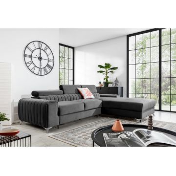 Coltar extensibil dreapta 3 locuri ELTAP, RT-04VE, Grayson, 278x205x92 cm, lemn/poliester, gri