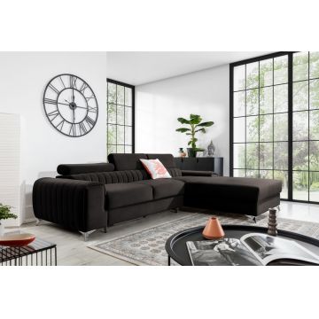 Coltar extensibil dreapta 3 locuri ELTAP, RT-05LO, Grayson, 278x205x92 cm, lemn/poliester, gri inchis