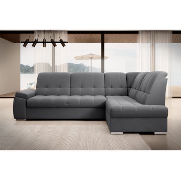 Coltar extensibil dreapta 3 locuri ELTAP, RT-06SO, Sado, 272x192x95 cm, lemn/poliester, gri inchis