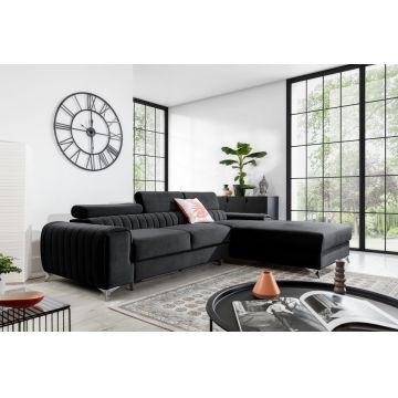 Coltar extensibil dreapta 3 locuri ELTAP, RT-06VE, Grayson, 278x205x92 cm, lemn/poliester, gri inchis