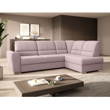 Coltar extensibil dreapta 3 locuri ELTAP, RT-101GO, Siber, 270x186x93 cm, lemn/poliester, roz deschis