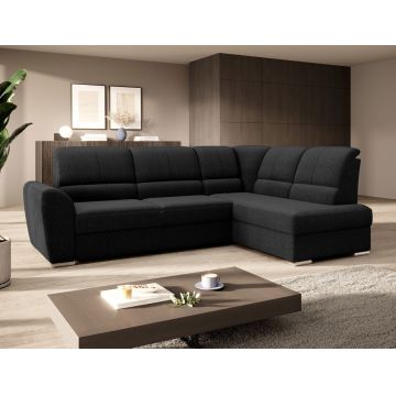 Coltar extensibil dreapta 3 locuri ELTAP, RT-10FL, Siber, 270x186x93 cm, lemn/poliester, negru
