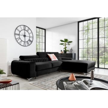 Coltar extensibil dreapta 3 locuri ELTAP, RT-10LO, Grayson, 278x205x92 cm, lemn/poliester, negru
