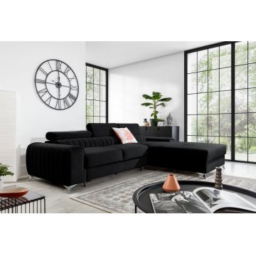 Coltar extensibil dreapta 3 locuri ELTAP, RT-10VE, Grayson, 278x205x92 cm, lemn/poliester, negru