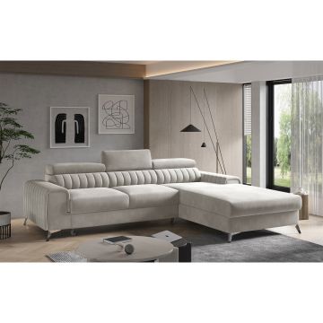 Coltar extensibil dreapta 3 locuri ELTAP, RT-18SO, Grayson, 278x205x92 cm, lemn/poliester, bej deschis