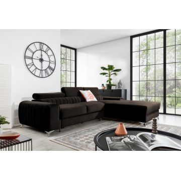 Coltar extensibil dreapta 3 locuri ELTAP, RT-22NU, Grayson, 278x205x92 cm, lemn/poliester, maro inchis