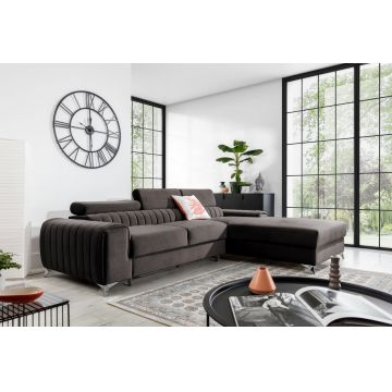 Coltar extensibil dreapta 3 locuri ELTAP, RT-22VE, Grayson, 278x205x92 cm, lemn/poliester, maro
