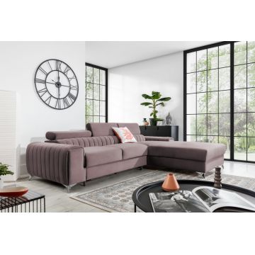 Coltar extensibil dreapta 3 locuri ELTAP, RT-24LO, Grayson, 278x205x92 cm, lemn/poliester, roz