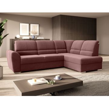 Coltar extensibil dreapta 3 locuri ELTAP, RT-24LU, Siber, 270x186x93 cm, lemn/poliester, roz inchis