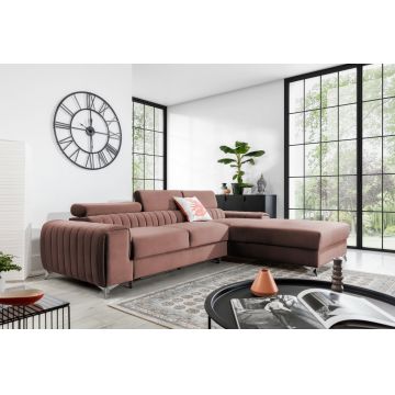Coltar extensibil dreapta 3 locuri ELTAP, RT-24NU, Grayson, 278x205x92 cm, lemn/poliester, roz