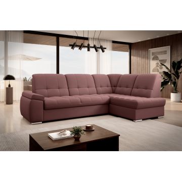 Coltar extensibil dreapta 3 locuri ELTAP, RT-24VE, Sado, 272x192x95 cm, lemn/poliester, roz inchis