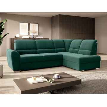 Coltar extensibil dreapta 3 locuri ELTAP, RT-35LU, Siber, 270x186x93 cm, lemn/poliester, verde inchis