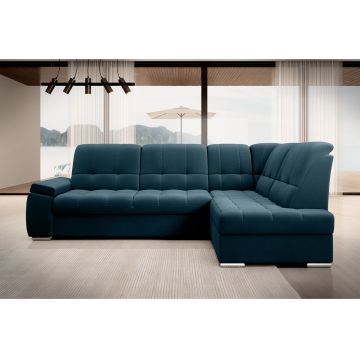 Coltar extensibil dreapta 3 locuri ELTAP, RT-40NU, Sado, 272x192x95 cm, lemn/poliester, albastru inchis
