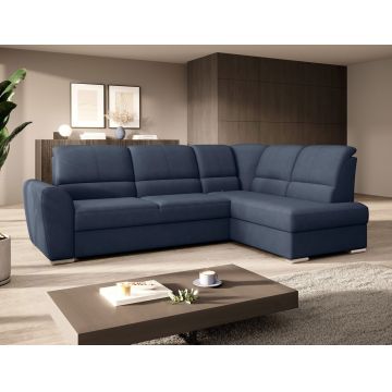 Coltar extensibil dreapta 3 locuri ELTAP, RT-40PO, Siber, 270x186x93 cm, lemn/poliester, albastru inchis