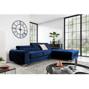 Coltar extensibil dreapta 3 locuri ELTAP, RT-40VE, Grayson, 278x205x92 cm, lemn/poliester, albastru inchis