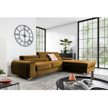 Coltar extensibil dreapta 3 locuri ELTAP, RT-45LO, Grayson, 278x205x92 cm, lemn/poliester, mustar