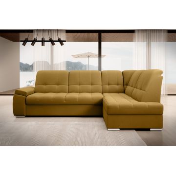 Coltar extensibil dreapta 3 locuri ELTAP, RT-45NU, Sado, 272x192x95 cm, lemn/poliester, mustar