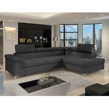 Coltar extensibil dreapta 4 locuri ELTAP, ERI-03, Eridano, 275x202x88 cm, lemn/poliester, gri antracit