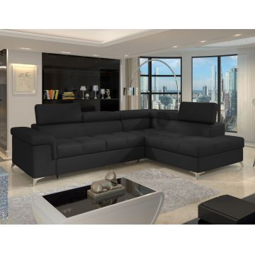 Coltar extensibil dreapta 4 locuri ELTAP, ERI-14, Eridano, 275x202x88 cm, lemn/poliester, negru