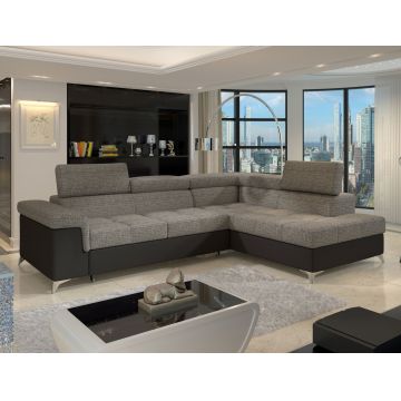 Coltar extensibil dreapta 4 locuri ELTAP, ERI-15, Eridano, 275x202x88 cm, lemn/poliester, gri/negru