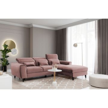 Coltar extensibil dreapta 4 locuri ELTAP, Foble, 267x196x100 cm, lemn/poliester, roz
