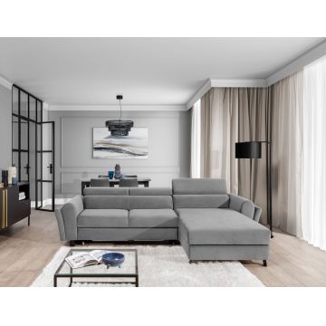 Coltar extensibil dreapta 4 locuri ELTAP, Mari-27, Mariall, 288x200x92 cm, lemn/poliester, gri