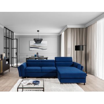 Coltar extensibil dreapta 4 locuri ELTAP, Mari-70, Mariall, 288x200x92 cm, lemn/poliester, albastru