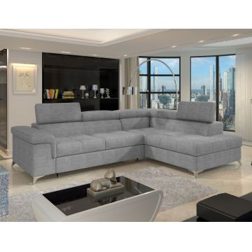 Coltar extensibil dreapta 4 locuri ELTAP, RT-03MAN, Eridano, 275x202x88 cm, lemn/poliester, gri deschis