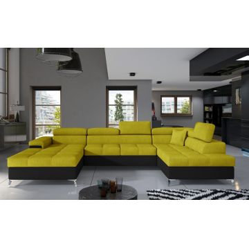 Coltar extensibil dreapta 5 locuri ELTAP, Edr-46, Eduardo, 337x205x88 cm, lemn/poliester, galben/negru