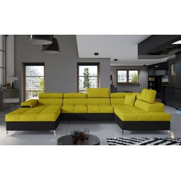 Coltar extensibil dreapta 5 locuri ELTAP, Edr-46, Eduardo, 337x205x88 cm, lemn/poliester, galben/negru