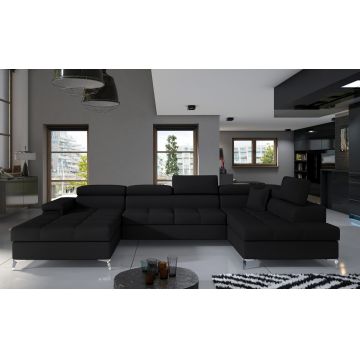 Coltar extensibil dreapta 5 locuri ELTAP, Edr-53, Eduardo, 337x205x88 cm, lemn/poliester, negru