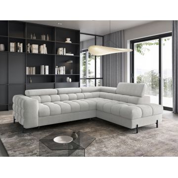 Coltar extensibil dreapta 5 locuri ELTAP, RT-03ROY, Ferucce, 276x200x93 cm, lemn/poliester, gri deschis