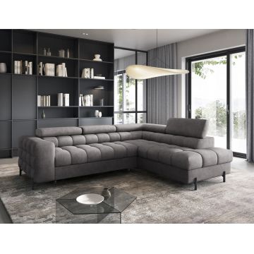 Coltar extensibil dreapta 5 locuri ELTAP, RT-04AU, Ferucce, 276x200x93 cm, lemn/poliester, gri