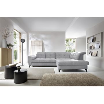 Coltar extensibil dreapta 5 locuri ELTAP, RT-04AU, Inferne, 297x210x107 cm, lemn/poliester, gri deschis
