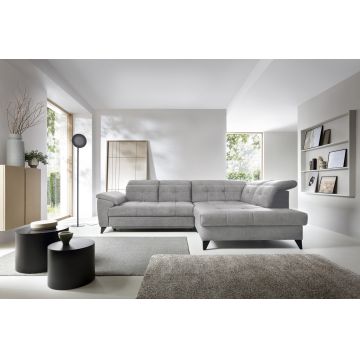 Coltar extensibil dreapta 5 locuri ELTAP, RT-04RAQ, Inferne, 297x210x107 cm, lemn/poliester, gri deschis