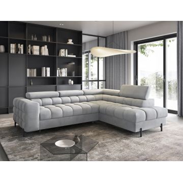 Coltar extensibil dreapta 5 locuri ELTAP, RT-05PA, Ferucce, 276x200x93 cm, lemn/poliester, gri deschis