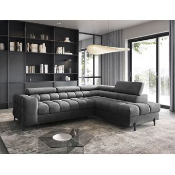 Coltar extensibil dreapta 5 locuri ELTAP, RT-06PA, Ferucce, 276x200x93 cm, lemn/poliester, gri inchis
