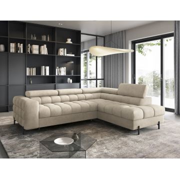 Coltar extensibil dreapta 5 locuri ELTAP, RT-18AU, Ferucce, 276x200x93 cm, lemn/poliester, bej deschis