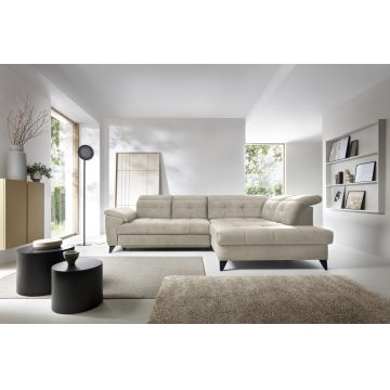 Coltar extensibil dreapta 5 locuri ELTAP, RT-18AU, Inferne, 297x210x107 cm, lemn/poliester, bej deschis