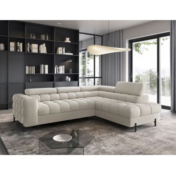 Coltar extensibil dreapta 5 locuri ELTAP, RT-18ROY, Ferucce, 276x200x93 cm, lemn/poliester, bej deschis