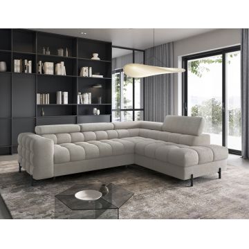 Coltar extensibil dreapta 5 locuri ELTAP, RT-20ROY, Ferucce, 276x200x93 cm, lemn/poliester, bej deschis