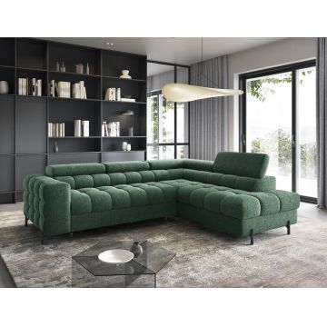 Coltar extensibil dreapta 5 locuri ELTAP, RT-35AMO, Ferucce, 276x200x93 cm, lemn/poliester, verde inchis