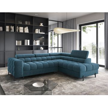 Coltar extensibil dreapta 5 locuri ELTAP, RT-40AMO, Ferucce, 276x200x93 cm, lemn/poliester, albastru