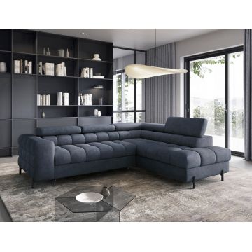 Coltar extensibil dreapta 5 locuri ELTAP, RT-40AU, Ferucce, 276x200x93 cm, lemn/poliester, albastru inchis