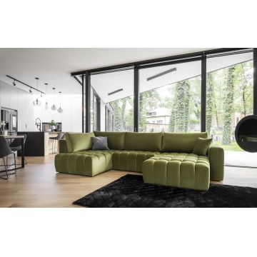 Coltar extensibil dreapta 6 locuri ELTAP, RT-33LO, Bonito, 350x175x92 cm, lemn/poliester, verde olive