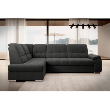 Coltar extensibil stanga 3 locuri ELTAP, LT-04FL, Sado, 272x192x95 cm, lemn/poliester, gri inchis