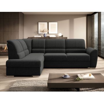 Coltar extensibil stanga 3 locuri ELTAP, LT-04FL, Siber, 270x186x93 cm, lemn/poliester, gri inchis