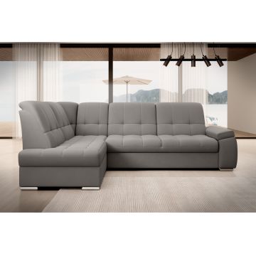 Coltar extensibil stanga 3 locuri ELTAP, LT-04LO, Sado, 272x192x95 cm, lemn/poliester, gri